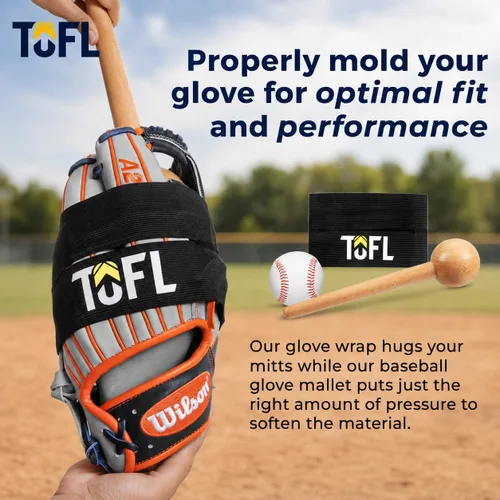 Vista 8 de TOFL Baseball Glove Break-in Kit, Wooden Mallet & Wrap - Color Options