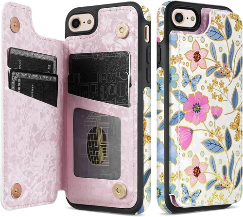 Vista 56 de NNH Funda tipo cartera compatible con iPhone Xs Max con bloqueo RFID, ranuras para tarjetas, folio de piel sintética, función atril, doble cierre