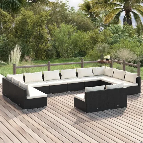 Vista 57 de Sofá de 3 plazas con cojines de ratán de poliéster marrón, juego de muebles de patio al aire libre con 3 sofás centrales para patio trasero, jardín