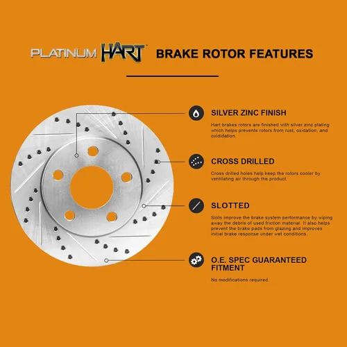 Vista 5 de Hart Brakes Kit de frenos y rotores traseros delanteros Pastillas de freno delanteras y traseras Rotores y pastillas de freno Pastillas