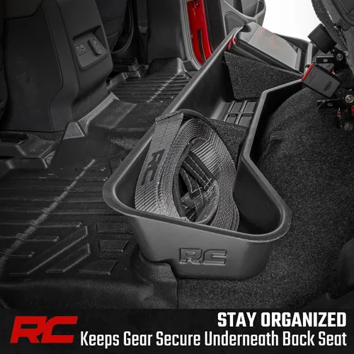 Vista 6 de Rough Country Caja de almacenamiento debajo del asiento para Nissan Frontier Crew Cab (2005-2025) - Organizador de bandeja trasera debajo
