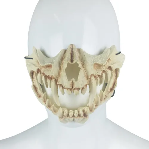 Vista 3 de Máscara de Halloween para niños y adultos estilo japonés diseño de esqueleto diseño de dragón tigre bestia