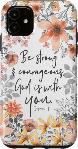 Vista 8 de Funda para iPhone 17 con cita cristiana de Joshua 1:9 con diseño de acuarela bonita floral