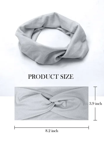 Vista 4 de Huachi Diademas neutras para mujer, diademas anchas tipo turbante para mujer, diademas bohemias suaves y elásticas para el cabello de mujer, lindos