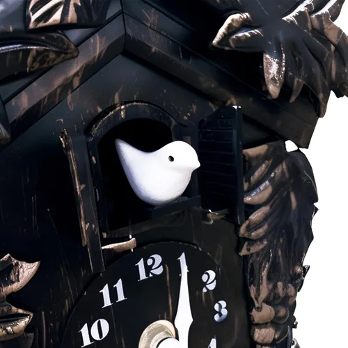 Vista 2 de WALPLUS Reloj de pared de cuco clásico con chime negro, reloj de pájaro colgante, decoración del hogar, reloj de Navidad, regalos