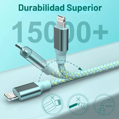 Vista 5 de Cable USB C a Lightning para cargador de iPhone certificado MFi de Apple, paquete de 3 cables de carga rápida de 1.8 metros, tipo C a Lightning