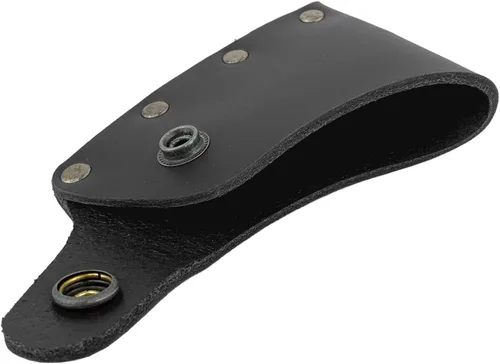 Vista 7 de Cubierta de hoja de hacha hecha a mano de cuero de grano completo, funda protectora, funda de seguridad de hoja de hacha pequeña, accesorio de Negro