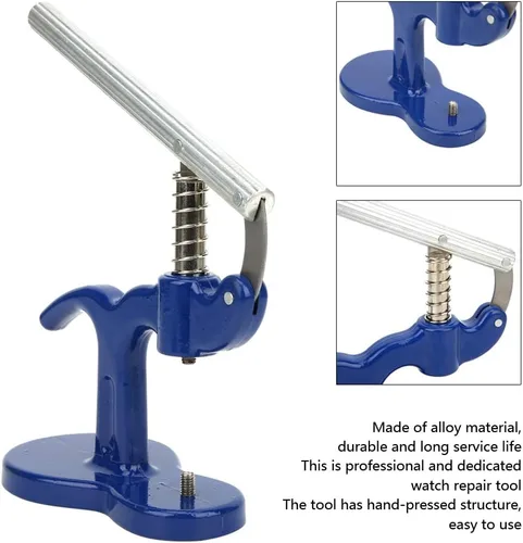 Vista 9 de Set de prensa de reloj profesional kit de reparación de reloj kit de herramientas de reparación con 12 piezas de troqueles azul