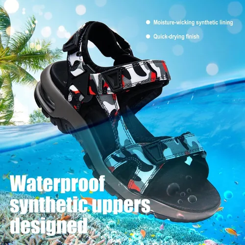 Vista 4 de visionreast Sandalias deportivas de moda para niños, con estampado de camuflaje, sandalias deportivas al aire libre, sandalias casuales para la playa