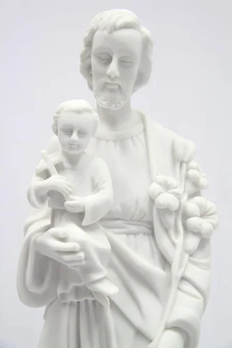 Vista 2 de Vittoria Collection Figura de escultura italiana de San José con niño de 19 pulgadas, hecha en Italia, para jardín interior y exterior