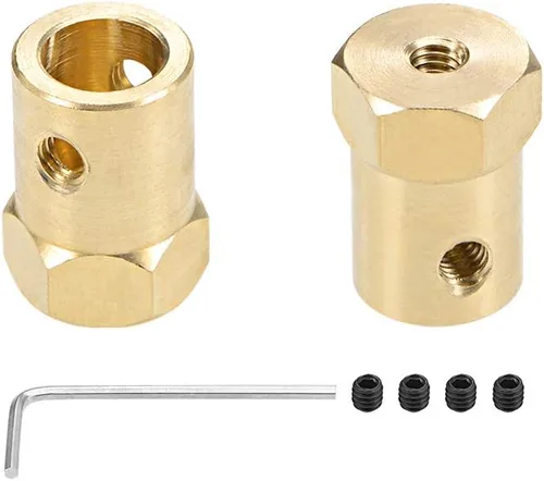 Vista 7 de uxcell Acoplador hexagonal de 0.118 in con motor de diámetro hexagonal de latón acoplamiento flexible para ruedas de automóvil, neumáticos, motor
