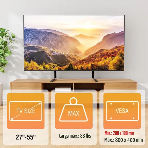 Vista 2 de ELIVED Universal Table Top TV Stand for Most 27-55 Inch Flat/Curved TVs Soporte de patas ajustables en altura de la base de TV, patas de repuesto