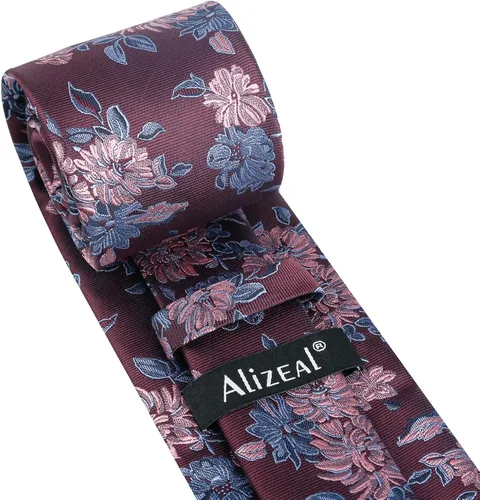 Vista 110 de Alizeal Mens 3.15inches Leaf Flower Pattern Tie with Floral Pocket Square Set