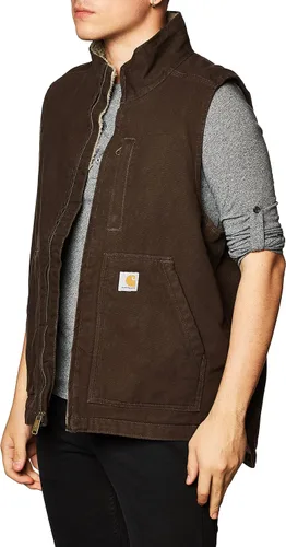 Vista 2 de Carhartt - Chaleco de cuello con forro tipo Sherpa para hombre.
