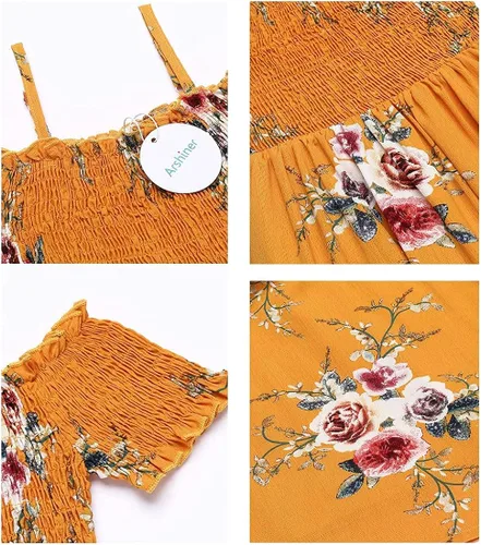 Vista 7 de Arshiner Vestido casual de verano floral sin mangas para niñas de 4 a 13 años