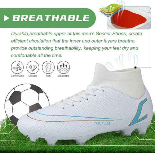 Vista 4 de CBUSTER Soccer Cleats Mens Outdoor Indoor Soccer Shoes Women for Big Boy AGTF