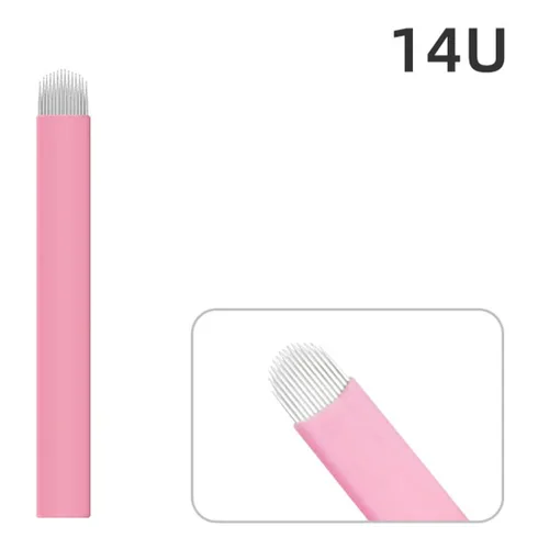 Vista 2 de XIAOYU 50 agujas desechables para microblading de cejas, cuchillas de maquillaje de microcuchillas de tatuaje para suministros de maquillaje