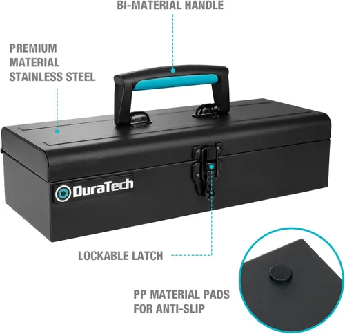 Vista 2 de DuraTech - Caja de herramientas de metal de 15 pulgadas, regalos para papá y WORKPRO Mini caja de herramientas de metal