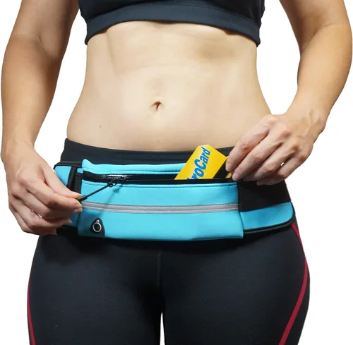 Vista 11 de Cinturón canguera para correr de Dimok. Resistente al agua, para corredores, cinturón canguera para senderismo, ejercitación. Bolsa para correr Negro