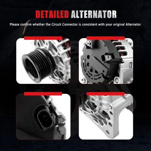 Vista 5 de Nuevo alternador para Volkswagen para GOLF 1999-2006 para JETTA 1999-2005 alternador de alto rendimiento 90AMP 12V Reemplazar 13852 21485 ABO0193