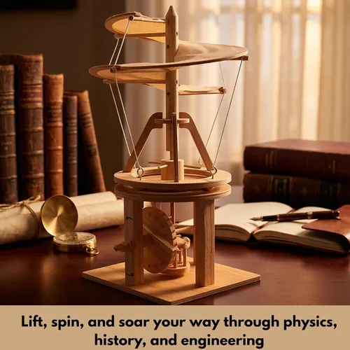 Vista 3 de Modelo de máquina voladora de Leonardo da Vinci Pathfinders, juego con modelo de madera