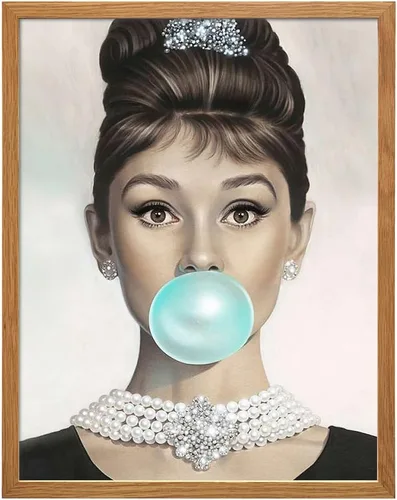 Vista 10 de Audrey Hepburn - Arte de pared de Audrey Hepburn azul, Holly Golightly, arte de pared glamoroso, póster de película vintage, regalo para mujeres