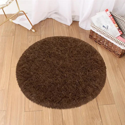 Vista 27 de Alfombra circular pequeña para dormitorio, 2 x 2 pies, color azul, para decoración de habitación de niños, redonda esponjosa para guardería