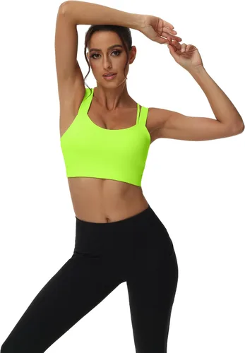 Vista 3 de Attifall Sujetador deportivo con tirantes y copa CD, espalda cruzada, para yoga, entrenamiento, correr, gimnasio, deportes