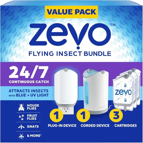 Vista 10 de Zevo MAX - Atrapa insectos y trampa para moscas para interiores, trampa de insectos voladores para mosquitos, moscas domésticas y de la fruta, uso