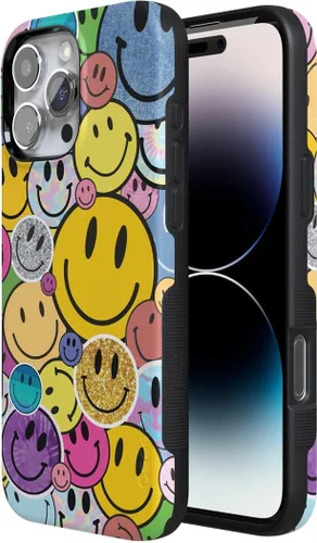 Vista 4 de Casely - Funda protectora para iPhone 16 Pro, diseño All Smiles, sticker de cara sonriente, colección Bold, compatible con MagSafe