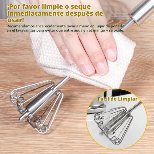 Vista 6 de Newness Batidor de Huevos, [Paquete de 2 de 10 y 12 pulgadas] Batidora Manual de Empuje de Acero Inoxidable para el Hogar - Herramienta Versátil