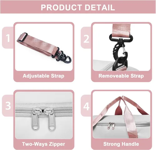 Vista 311 de Pequeña bolsa de gimnasio para mujer, bolsa de viaje con compartimento para zapatos