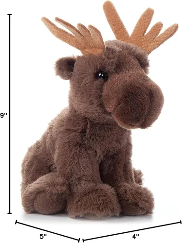 Vista 8 de The Petting Zoo Peluche de alce, regalos para niños, animales salvajes de la vida silvestre, juguete de peluche de alce de 9 pulgadas