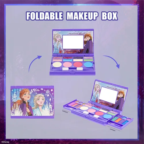 Vista 9 de Disney Frozen - Juego de maquillaje para niñas, incluye brillo de labios, sombra de ojos con purpurina, rubor con purpurina y pinceles, regalo