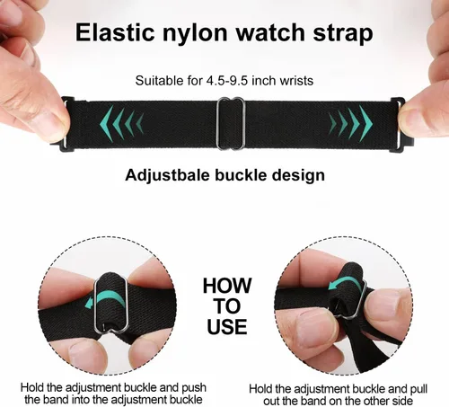 Vista 4 de 4 Pack Multicolor 18mm 22mm Stretchy Nylon Watch Bands Compatible with Fossil Watches