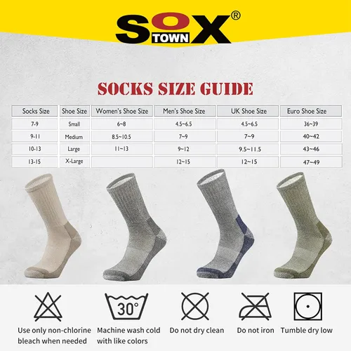 Vista 7 de SOX TOWN Calcetines de lana merino que absorben la humedad para exteriores senderismo senderismo calcetines para hombres paquete de 4