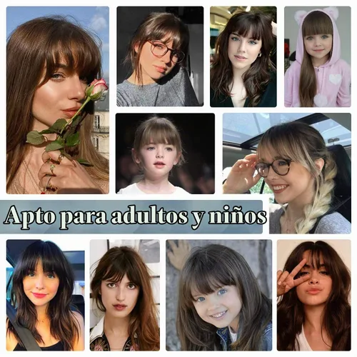 Vista 7 de BARSDAR Flequillo postizo de pelo humano real - Flequillo postizo 100% pelo humano para mujeres - Extensiones de flequillo ondulado castaño rojizo