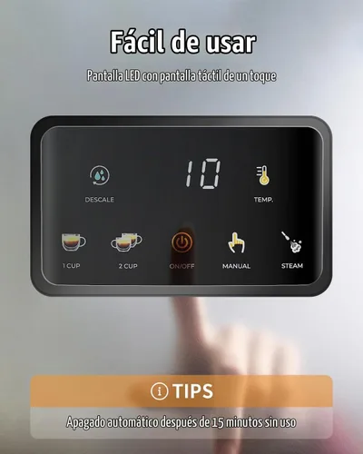 Vista 5 de SHARDOR Máquina de café expreso de 20 bares, máquina de café espresso profesional con espumador de leche y pantalla táctil, máquinas de café