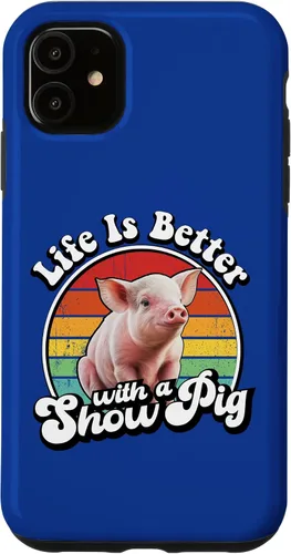 Vista 8 de Mens Womens Retro Vintage Life is Better Cute Show Pig Lover Case for iPhone 17