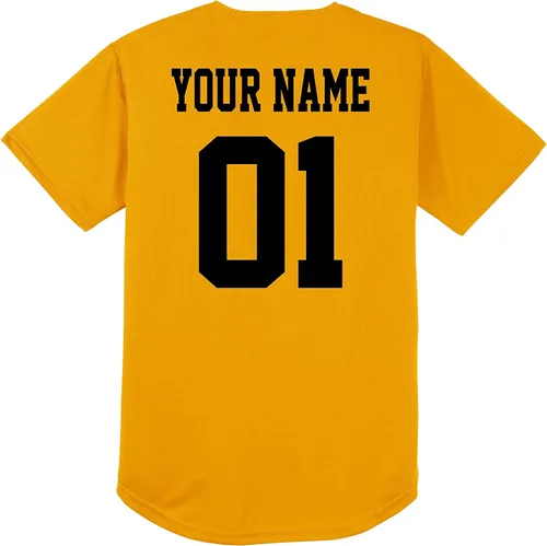Vista 2 de Camiseta de béisbol y softball de manga corta con botones (unisex, tallas para adultos) Añade a tu equipo, nombre, número