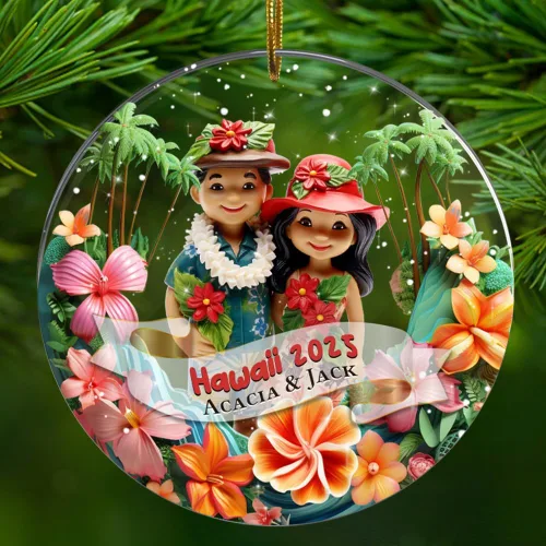 Vista 8 de Adornos personalizados de Bali Indonesia para viajeros, pareja, recuerdo, vacaciones, nombre personalizado, adorno de amor, regalo para marido