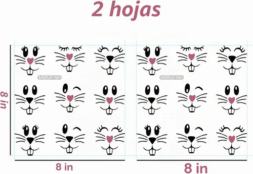 Vista 9 de 18 calcomanías de vinilo de cara de conejo de Pascua, caras de conejo, calcomanías de arte de vinilo, calcomanías de pared, calcomanías de ventana
