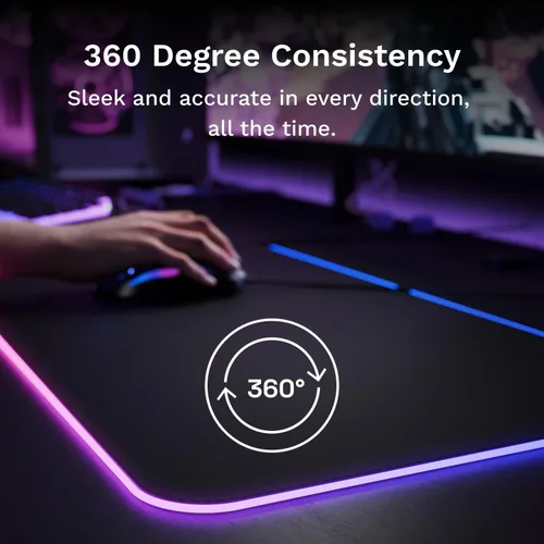 Vista 8 de GLORIOUS Gaming Mouse Pad GMP 2 GLED - XL - 2-Zone RGB Lighting, InfiniGlow RGB Stitchless Edge, Premium Cloth Surface, Grippy Rubber Base