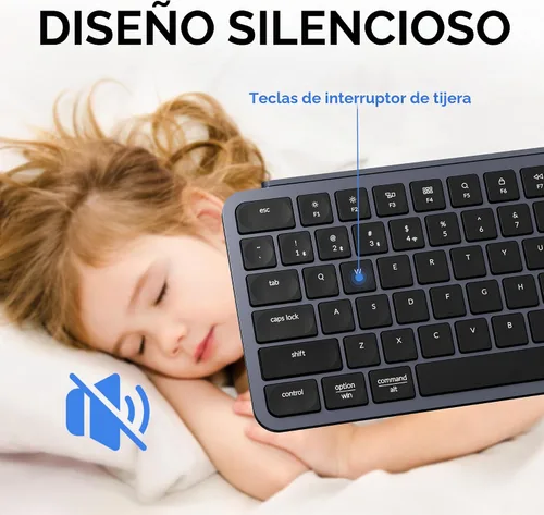 Vista 5 de Keychron B1 Pro Ultra-Slim ZMK/Launcher Teclado Inalámbrico Bluetooth 2.4 GHz/Conexión por Cable para Mac Windows Linux - Gris