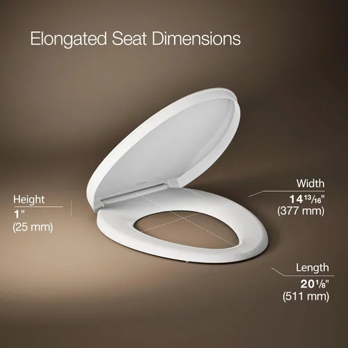Vista 3 de KOHLER K-26801-0 Impro ReadyLatch Quiet Close Elongated Toilet Seat, White Toilet Seat, Grip-Tight Bumpers, New Home Essentials, Slam Prevention