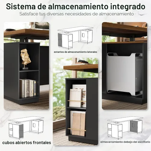 Vista 6 de ModernMate Escritorio Ejecutivo de Pie de 71" con Panel de Privacidad, Escritorio Grande de Una Pieza con Altura Ajustable Eléctrica para Estar