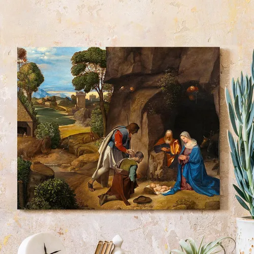 Vista 34 de Anunciación de Leonardo da Vinci Reproducciones de arte clásico, impresiones en lienzo giclée para decoración del hogar, 16 x 30 pulgadas