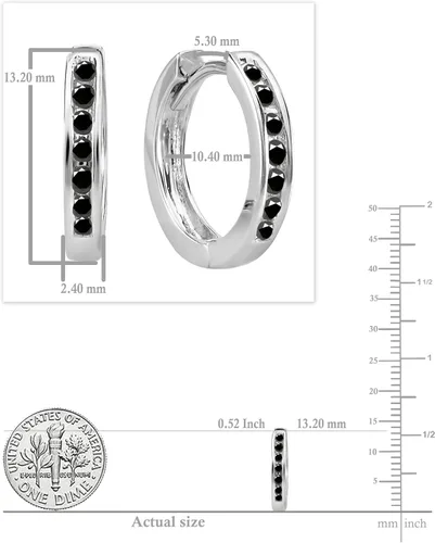 Vista 5 de Dazzlingrock Collection Aretes de aro pequeños Huggie de 0.18 quilates (ctw) de 10 quilates, oro blanco