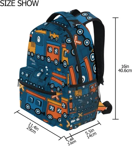 Vista 8 de Monster Truck Car - Mochila escolar para niños, niñas, mochila escolar para escuela primaria, mochila de viaje, Steam Train, Mochilas Daypack