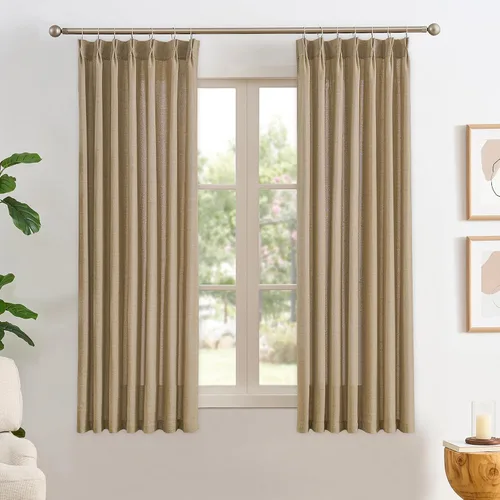 Vista 32 de RAIN CITY - Juego de 2 cortinas de 45 pulgadas de largo con plisado con pellizco, cortinas semitraslúcidas para dormitorio, cuarto de bebé